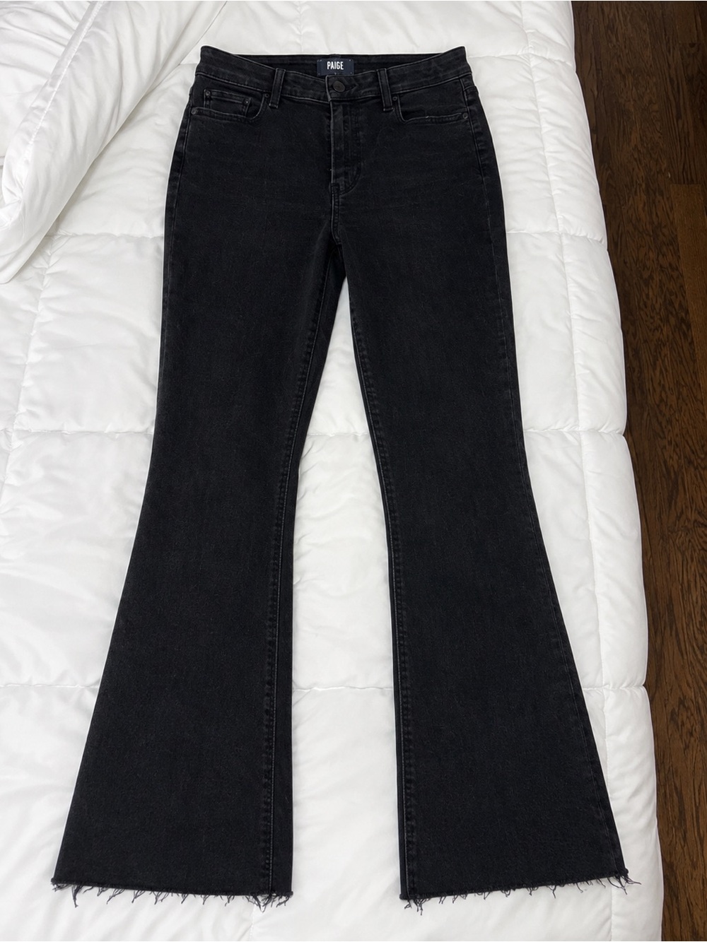 PAIGE Black Flared Wide-Leg Jeans